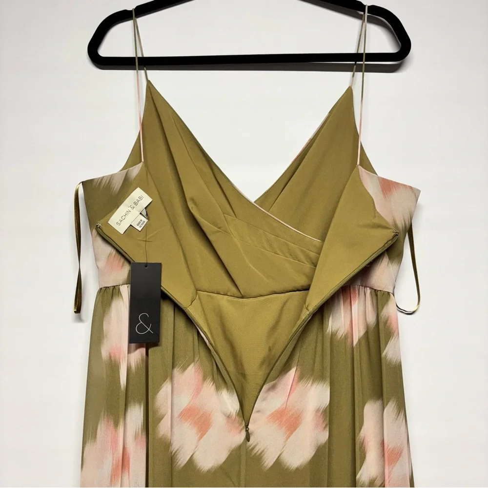 ✨Sachin + Babi Dalia Midi Dress Ika Scatter Floral Green Size 8